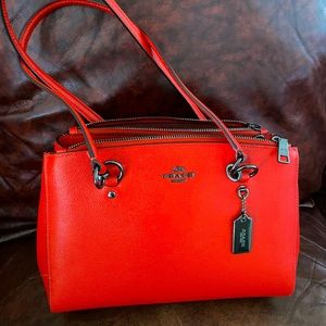 COACH ETTA CARRYALL *Red Leather* *Like New*